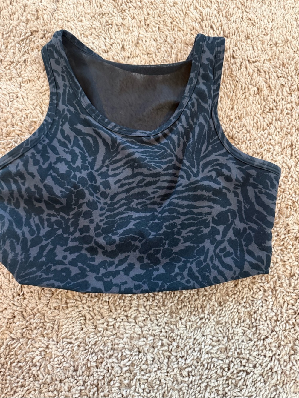 Black Animal-Pattern Scoop Neck Tank Top